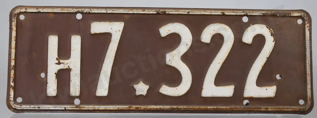 NZ HEAVY VEHICLE NUMBER PLATE, H7-322, 1933-1934 Image 1++