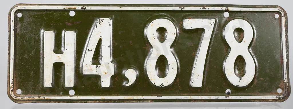 NZ HEAVY VEHICLE NUMBER PLATE, H4-878, 1935-1936 Image 1++