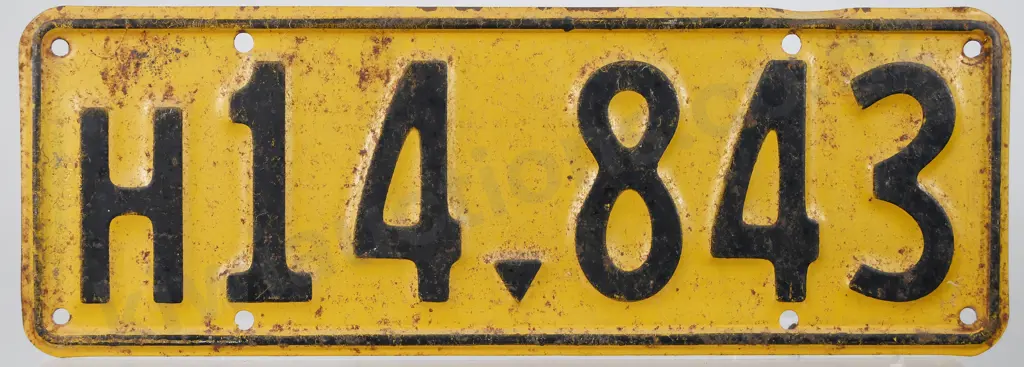 NZ HEAVY VEHICLE NUMBER PLATE, H14-843, 1936-1937 Image 1++