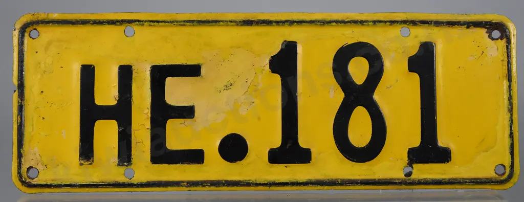 NZ HEAVY VEHICLE NUMBER PLATE, HE-181, 1961-1965 Image 1++