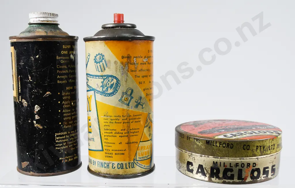 DUROP, SPRAY LUBE, MILLFORD TINS Image 1++