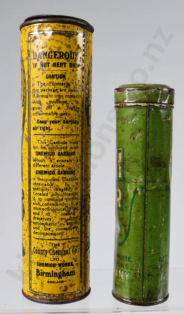 CARBIDE OF CALCIUM, SOAPSTONE TINS Image 1++