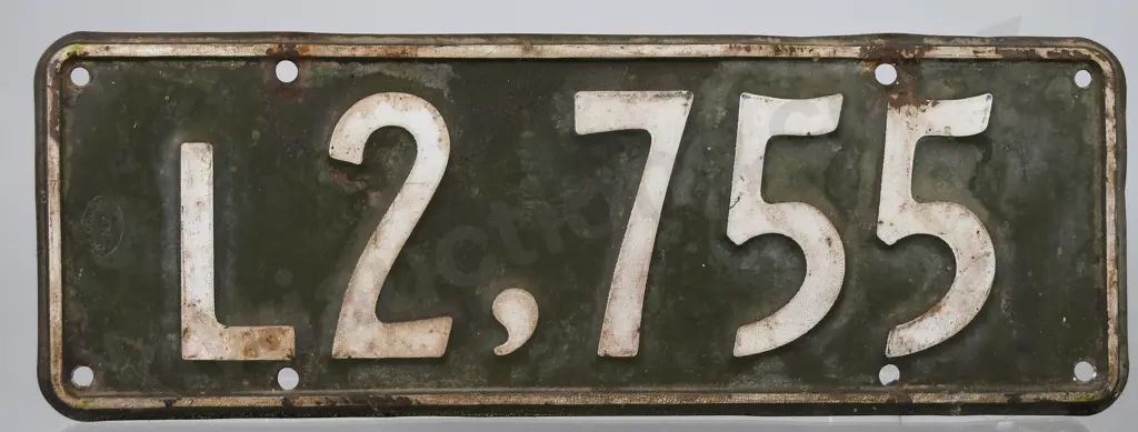 NZ LIGHT VEHICLE NUMBER PLATE, L2-755, 1935-1936 Image 1++