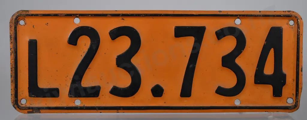 NZ LIGHT VEHICLE NUMBER PLATE, L23-734, 1939-1940 Image 1++