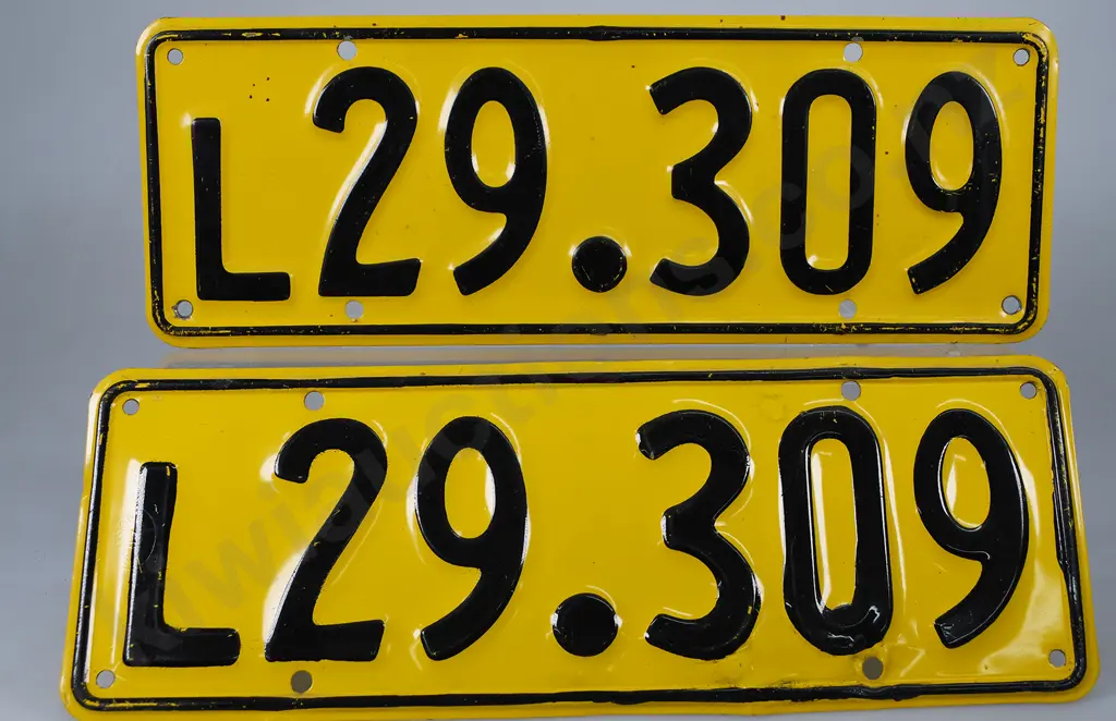 NZ LIGHT VEHICLE NUMBER PLATES, L29-309, 1961-1965 Image 1++