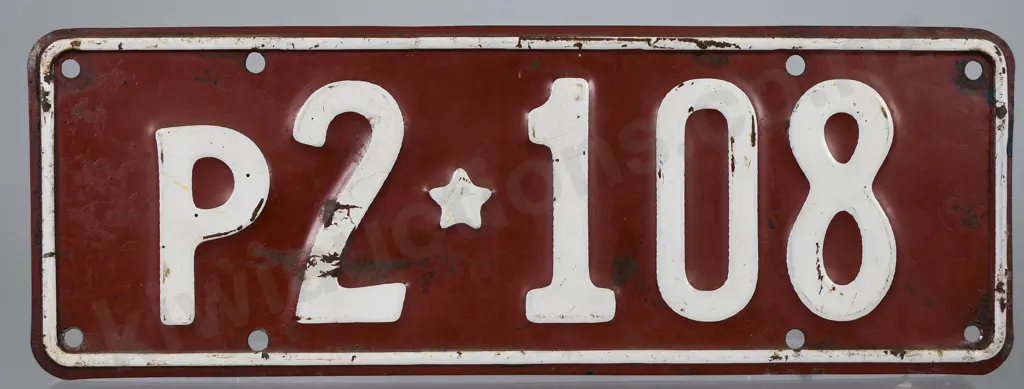 NZ BUS NUMBER PLATE, P2-108, 1956-1961 Image 1++