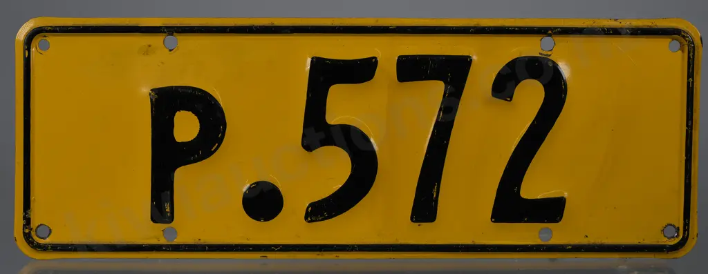 NZ BUS NUMBER PLATE, P-572, 1961-1965 Image 1++