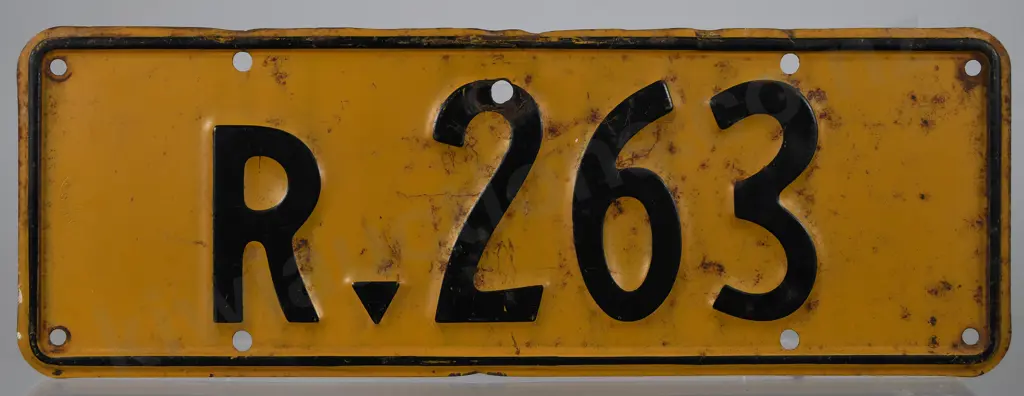 NZ TRAILER NUMBER PLATE R-263, 1936-1937 Image 1++