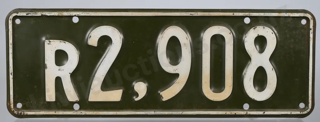 NZ TRAILER NUMBER PLATE R2-908, 1935-1936 Image 1++