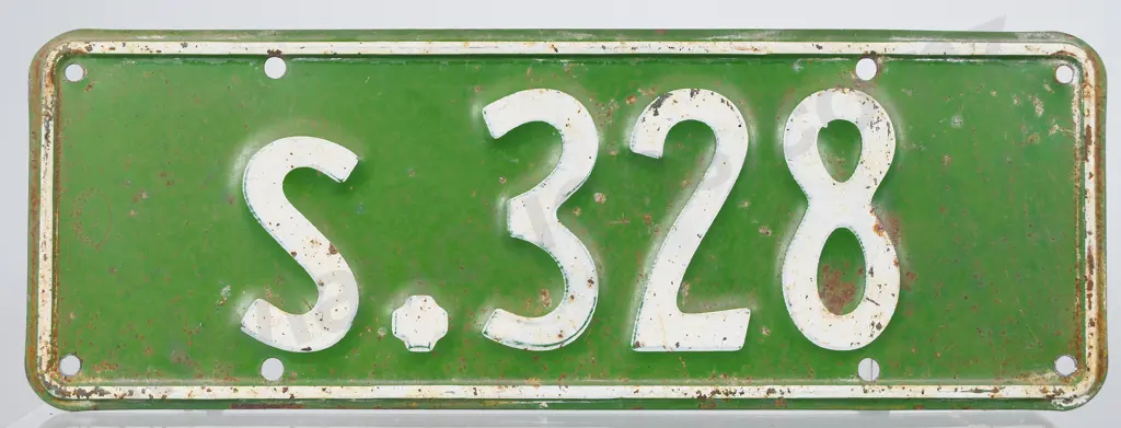 NZ SERVICE VEHICLE NUMBER PLATE S-328, 1938-1939 Image 1++