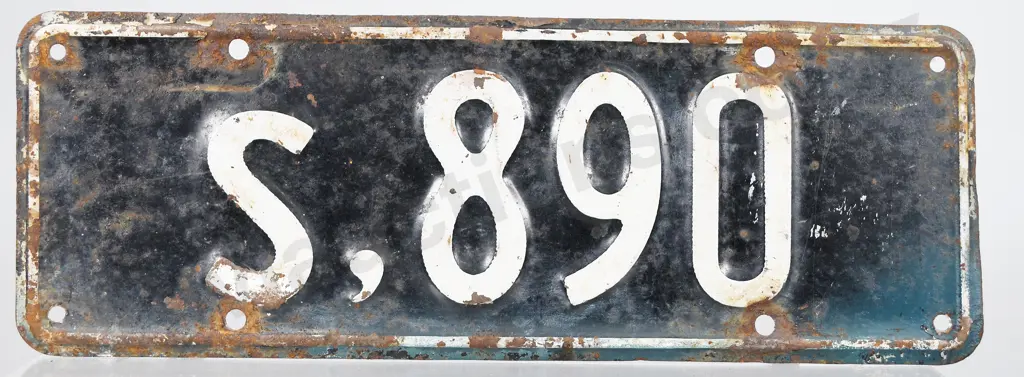 NZ SERVICE VEHICLE NUMBER PLATE S-890, 1951-1956 Image 1++