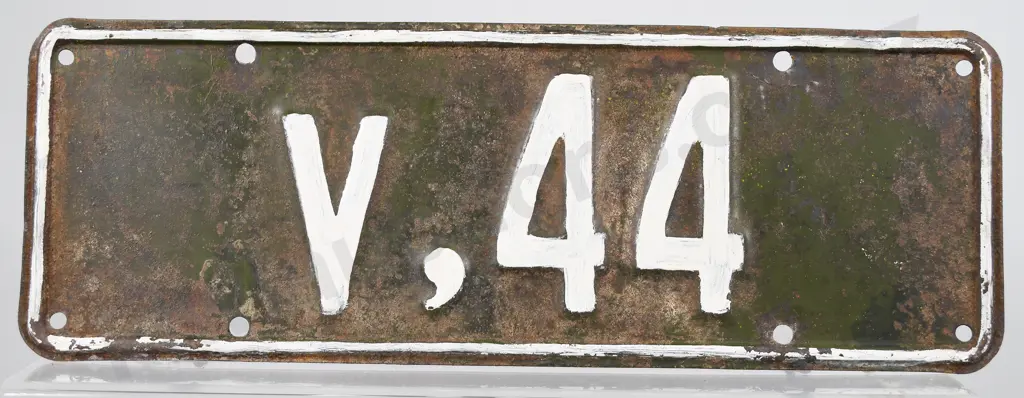 NZ CONTRACT VEHICLE NUMBER PLATE, V-44 1935-1936 Image 1++
