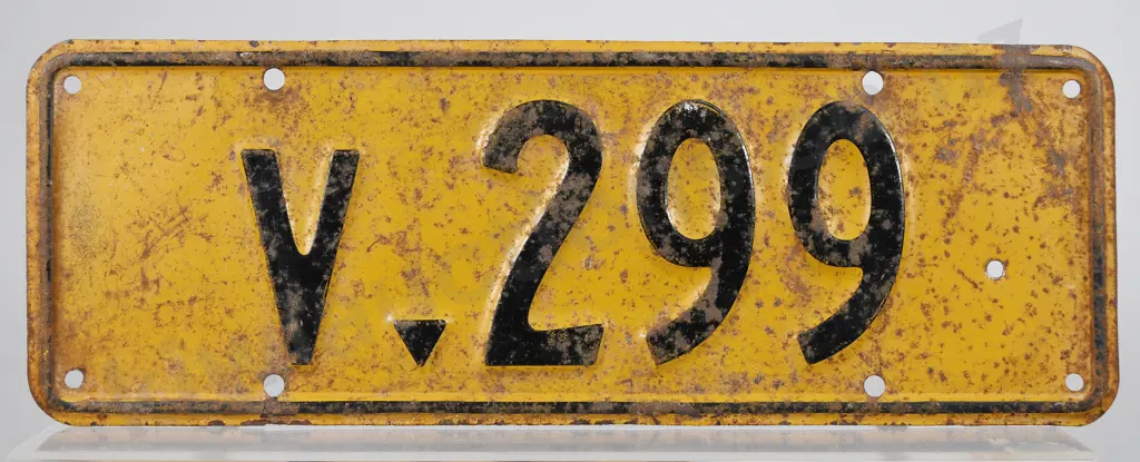 NZ CONTRACT VEHICLE NUMBER PLATE, V-299 1936-1937 Image 1++