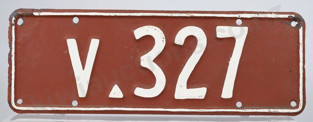 NZ CONTRACT VEHICLE NUMBER PLATE, V-327, 1940-1941 Image 1++
