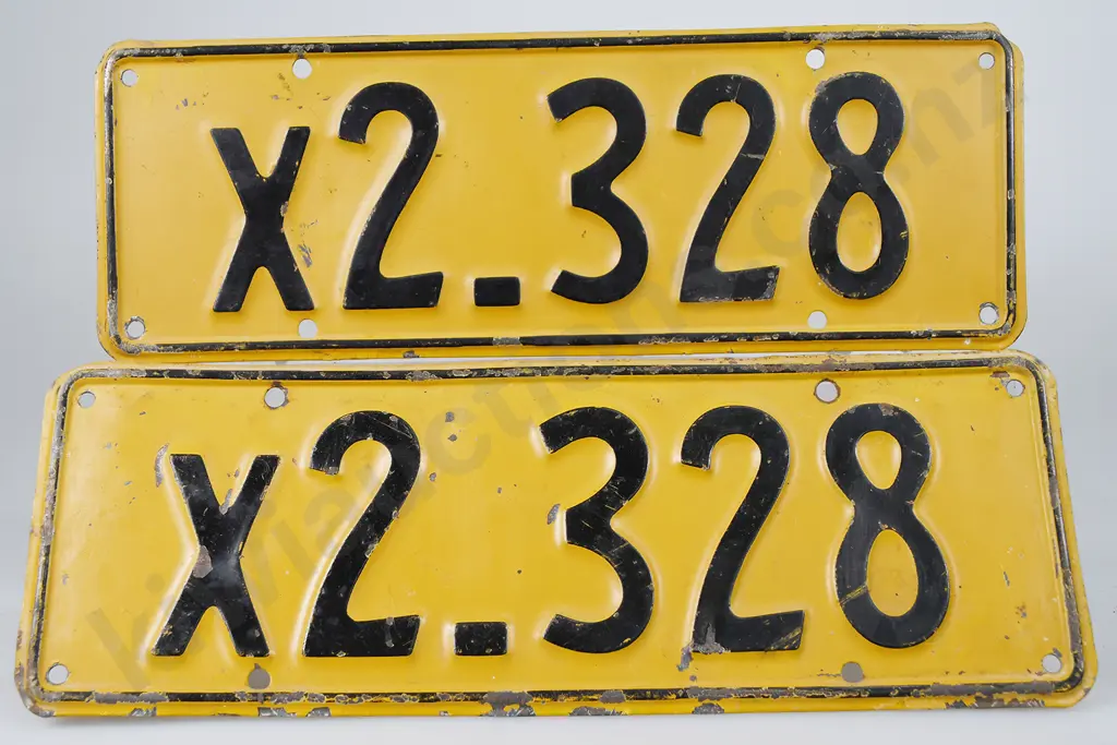 NZ PASSENGER OVERRUN NUMBER PLATES, X2-328, 1932-33 Image 1++