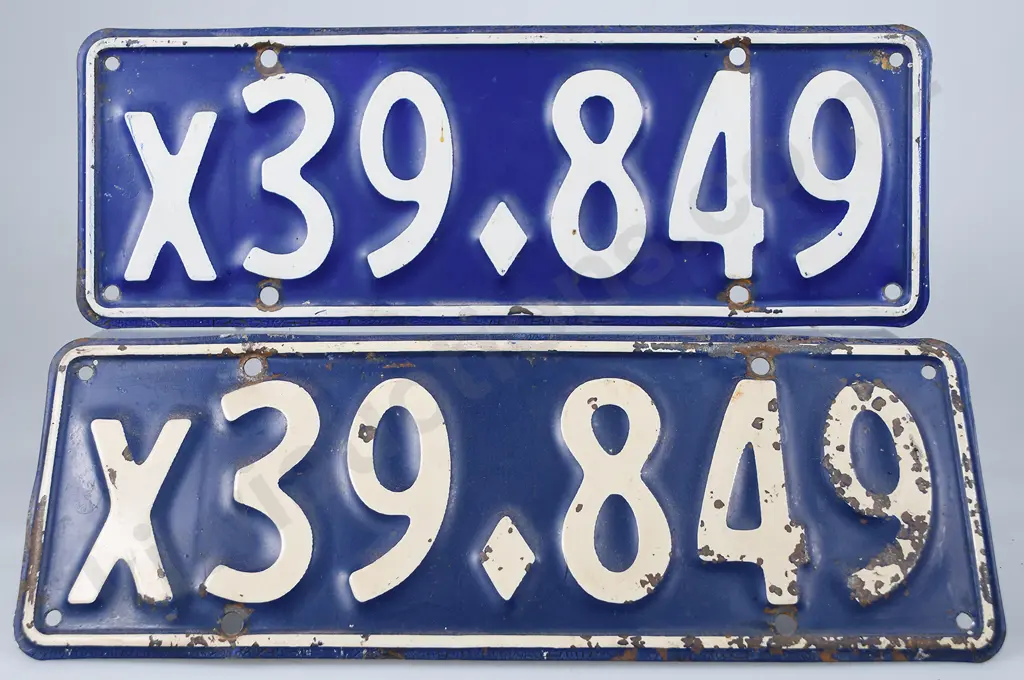 NZ PASSENGER OVERRUN NUMBER PLATES, X39-849, 1934-1935 Image 1++