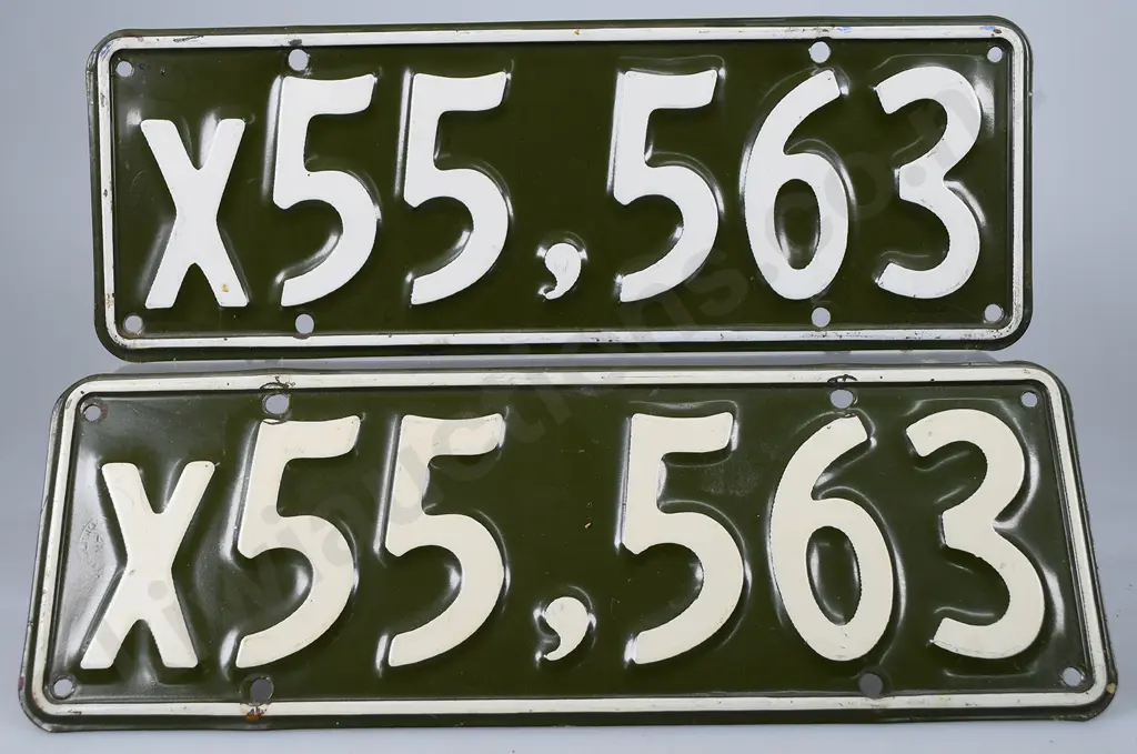 NZ PASSENGER OVERRUN NUMBER PLATES, X55-563, 1935-1936. Image 1++