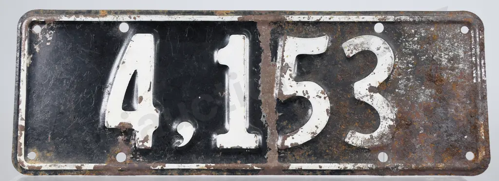 NZ RENTAL NUMBER PLATE, 4-153, 1951-1956. Image 1++