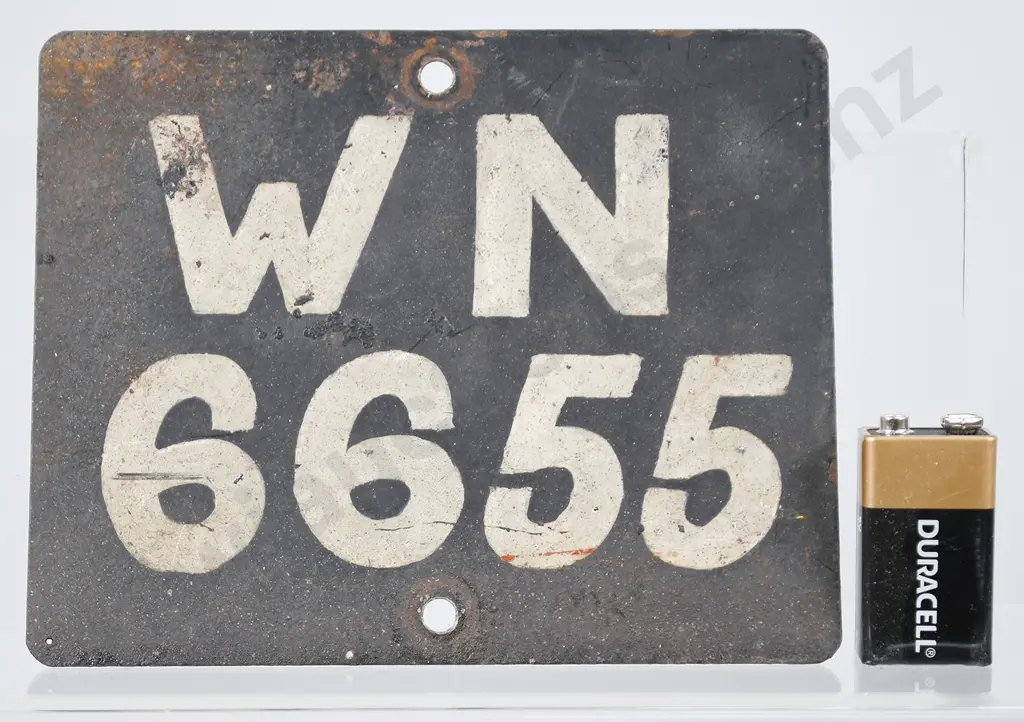 NZ MOTORCYCLE NUMBER PLATE, WN 6655, PRE 1925 Image 1++
