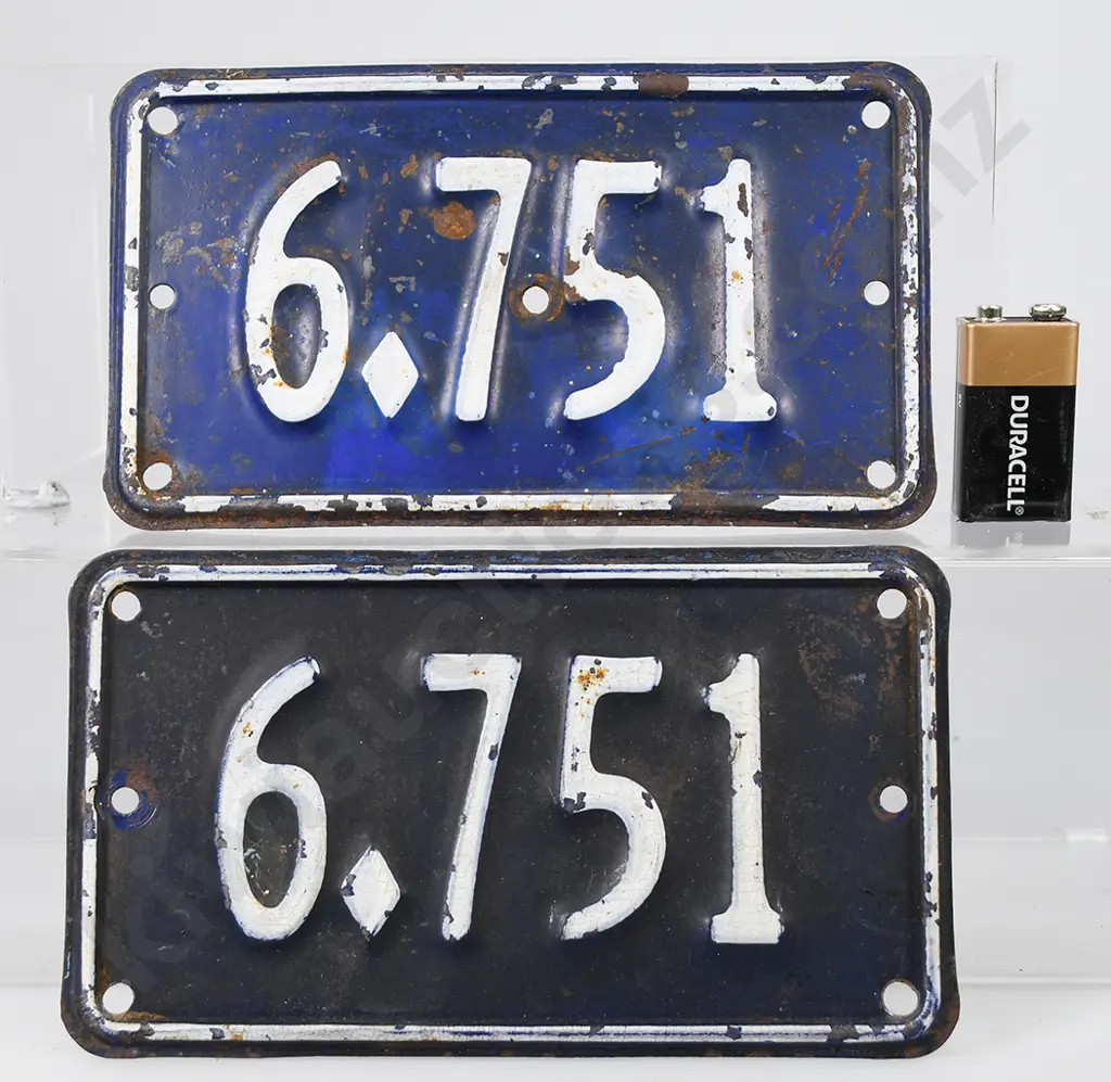 NZ MOTORCYCLE NUMBER PLATES, 6-751, 1934-1935 Image 1++