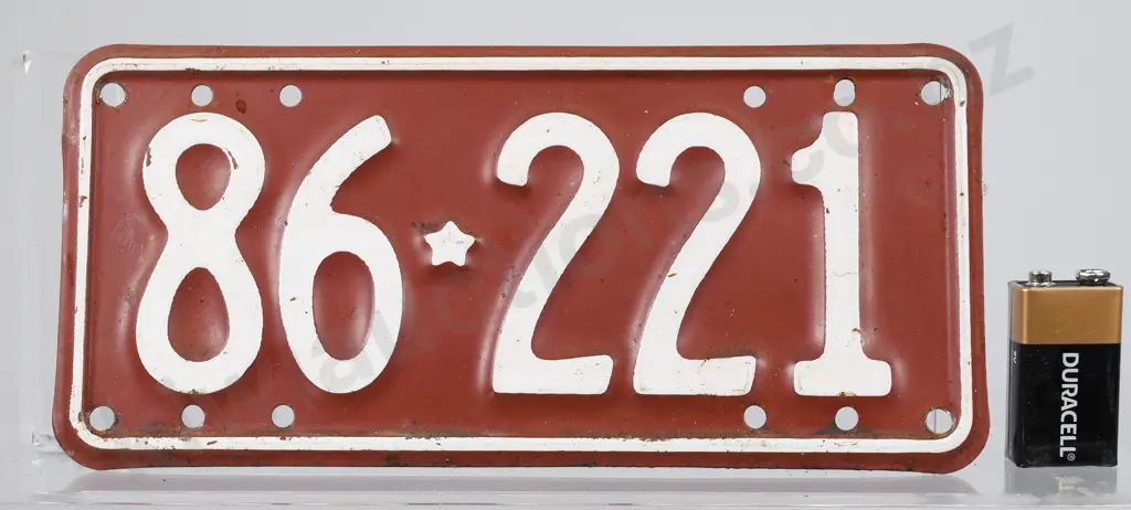 NZ MOTORCYCLE NUMBER PLATES, 86-221, 1956-1961 Image 1++
