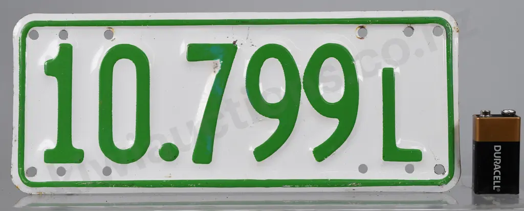 NZ MOTORCYCLE LEARNER NUMBER PLATE, 10-799L, 1961-1965 Image 1++