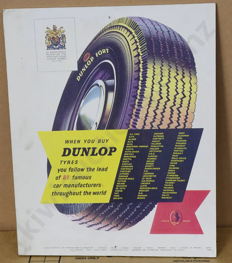 DUNLOP TYRES CARDBOARD SIGN Image 1++