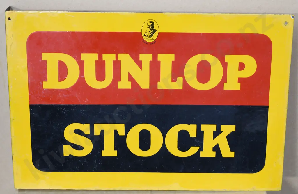 DUNLOP STOCK DOUBLE SIDED ENAMEL SIGN Image 1++