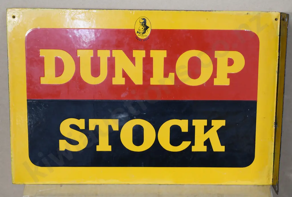 DUNLOP STOCK DOUBLE SIDED ENAMEL SIGN Image 1++