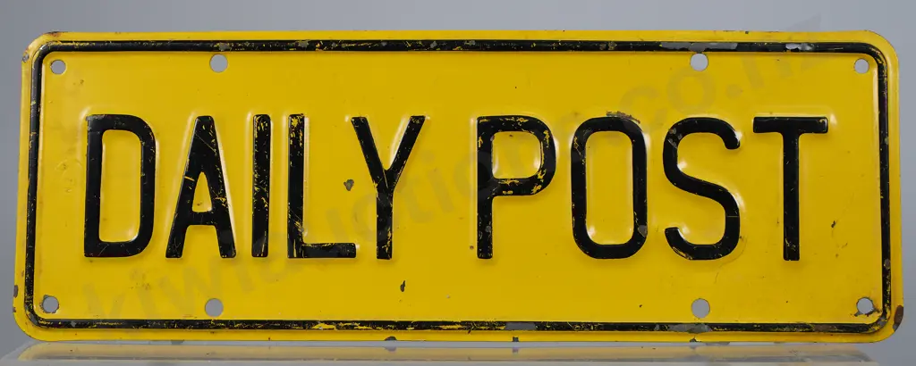NZ NEWSPAPER GATE BOOSTER PLATE, DAILY POST, 1961-1965. Image 1++