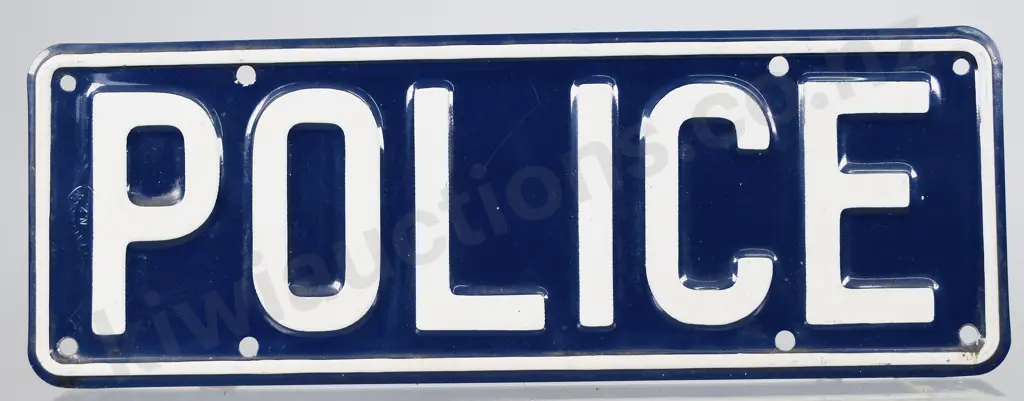 NZ POLICE CAR BOOSTER PLATE, 1950'S Image 1++