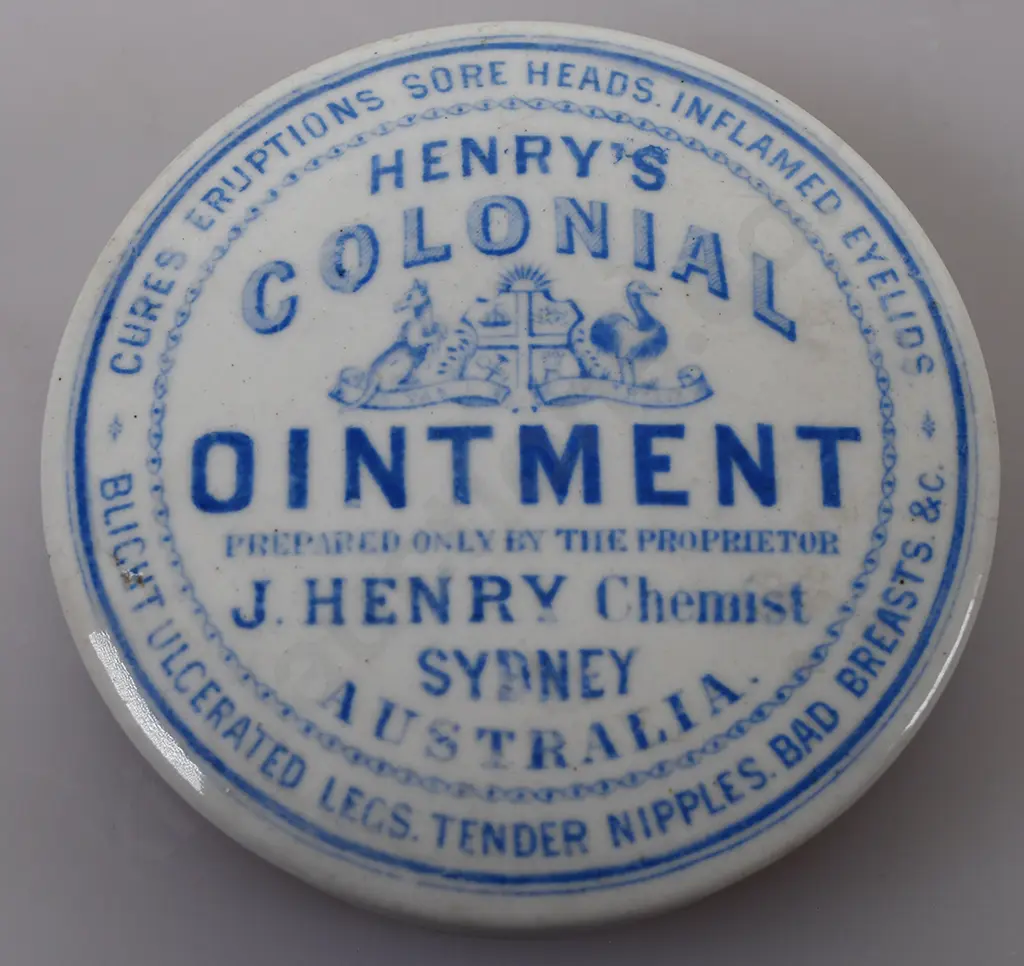 HENRY'S COLONIAL OINTMENT SYDNEY POT LID Image 1++