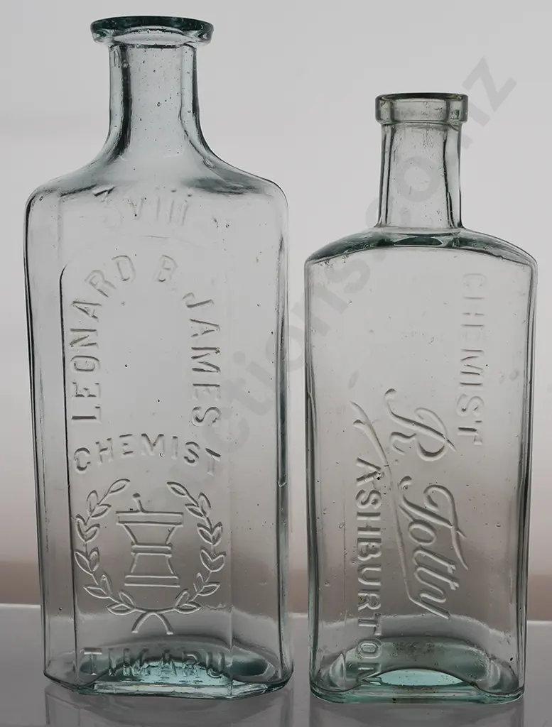 TIMARU, ASHBURTON CHEMIST BOTTLES Image 1++