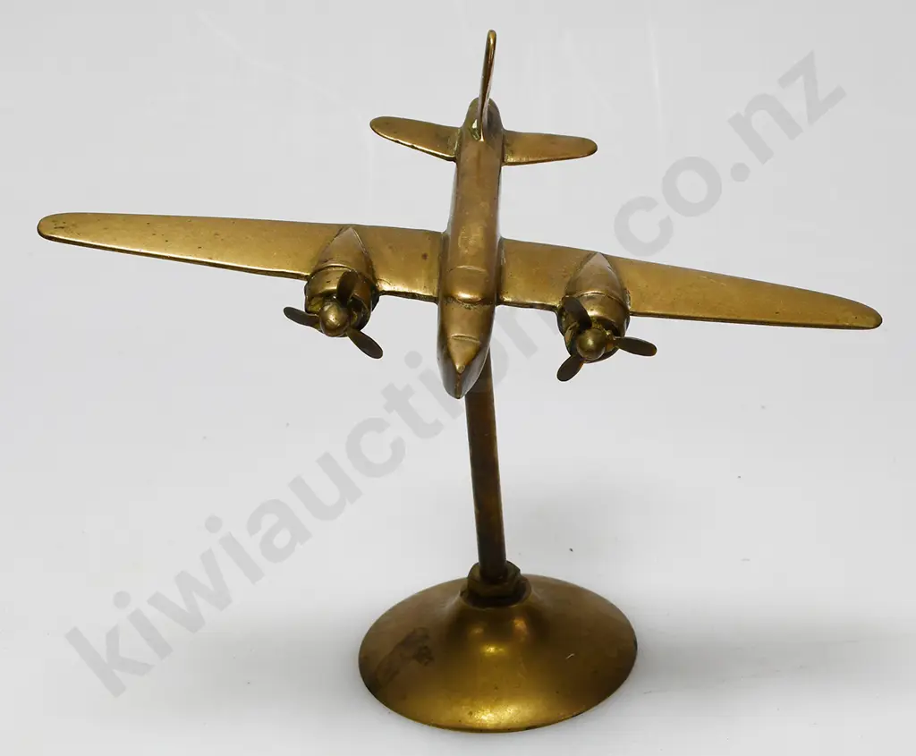 BRASS MODEL AIRPLANE ON STAND Image 1++