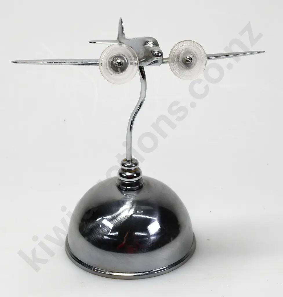 CHROME PLATED MODEL AIRPLANE ON STAND Image 1++