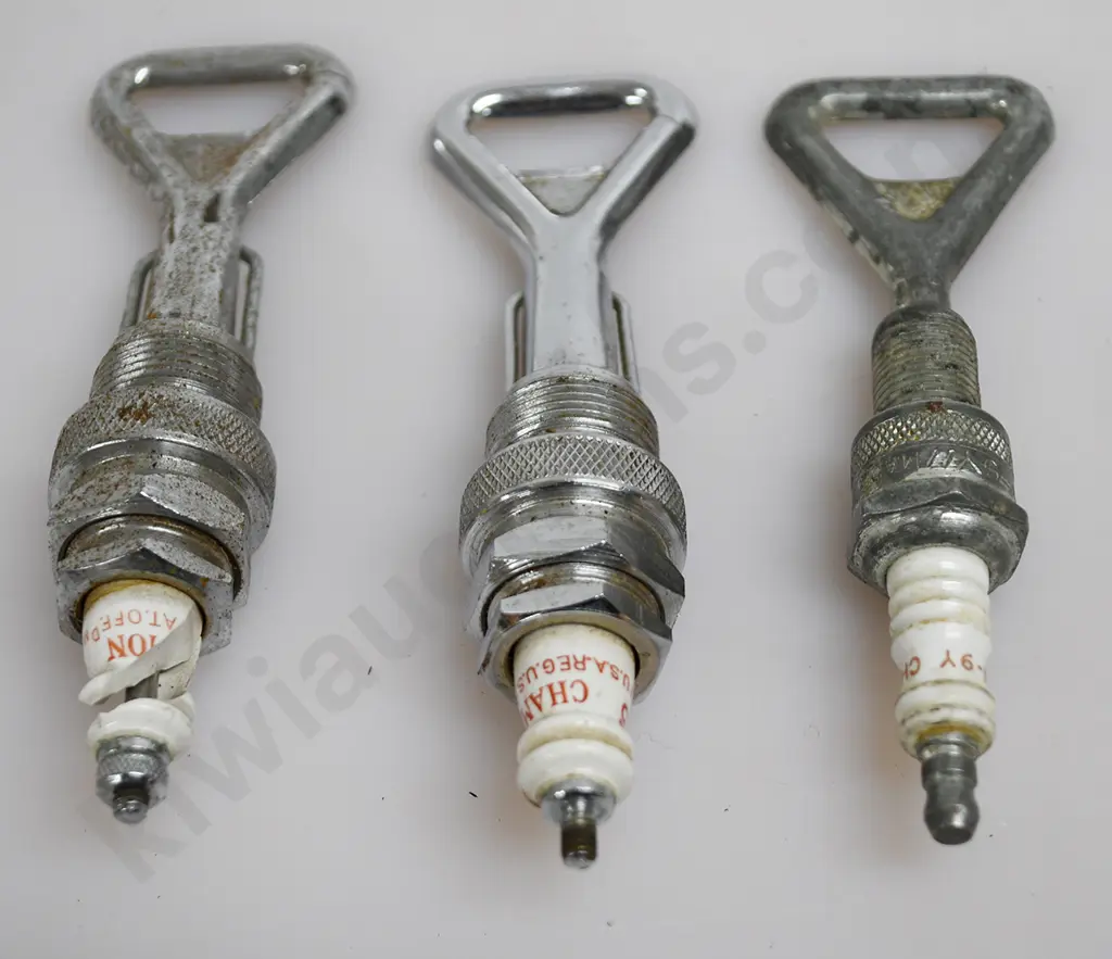 SPARK PLUG BOTTLE OPENERS, CAR BADGES Image 1++