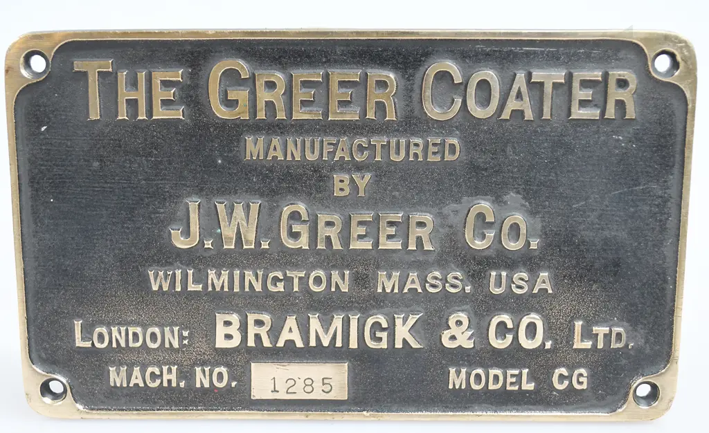 FORK TRUCK & GREER COATER NAMES PLATES Image 1++