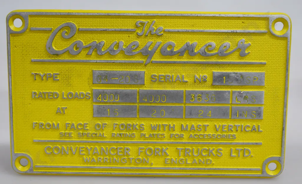FORK TRUCK & GREER COATER NAMES PLATES Image 1++