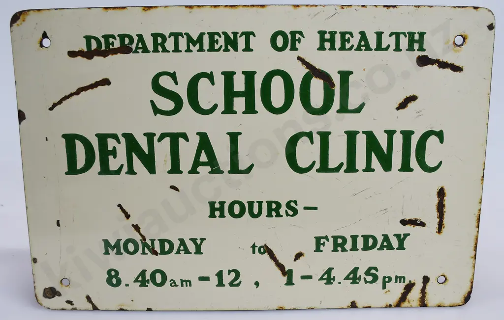 ENAMEL SIGN, DEPARTMENT OF HEALTH SCHOOL DENTAL CLINIC Image 1++