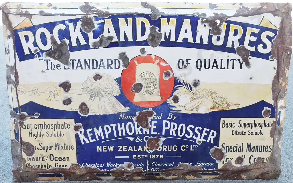 ROCKLAND MANURES NZ ENAMEL SIGN Image 1++