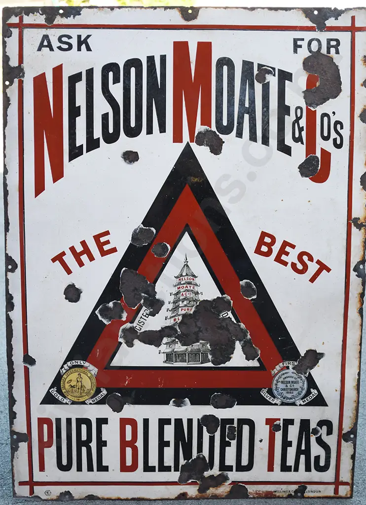 NELSON MOATE & CO TEA ENAMEL SIGN Image 1++