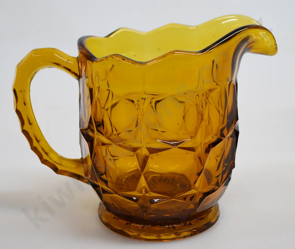 PAIR OF AMBER DEPRESSION GLASS JUGS Image 1++