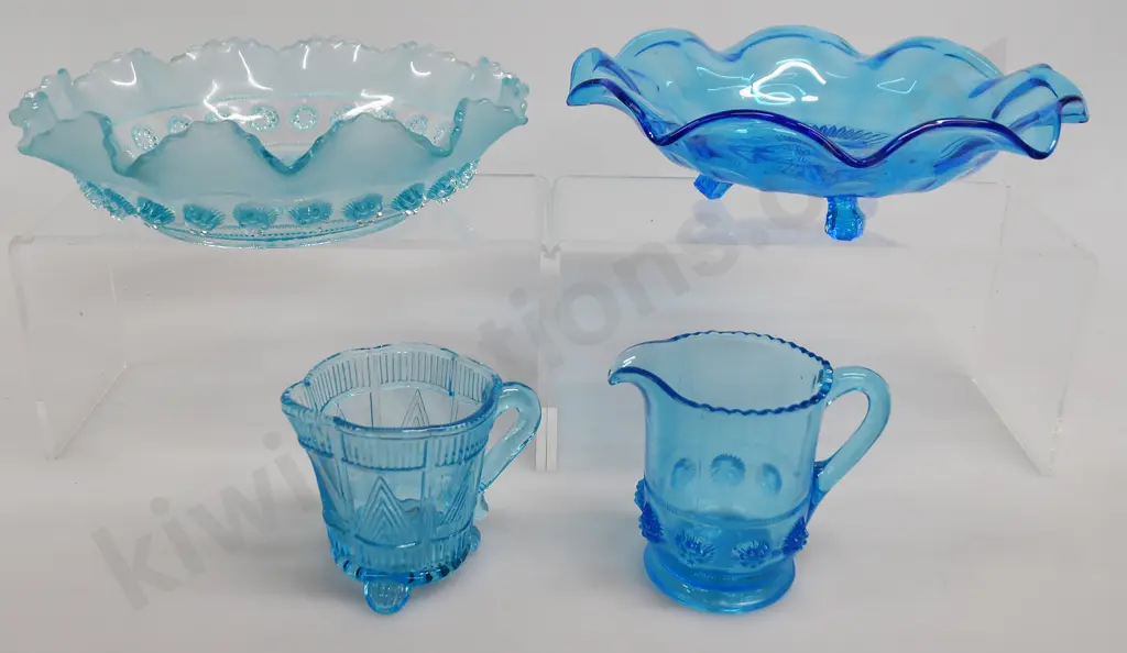 GROUP OF BLUE DEPRESSION GLASS WARES Image 1++