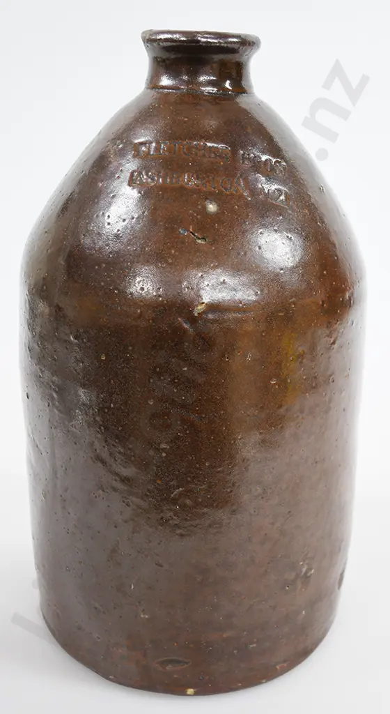 FLETCHER BROS ASHBURTON NZ 1 GALLON STONE JAR Image 1++