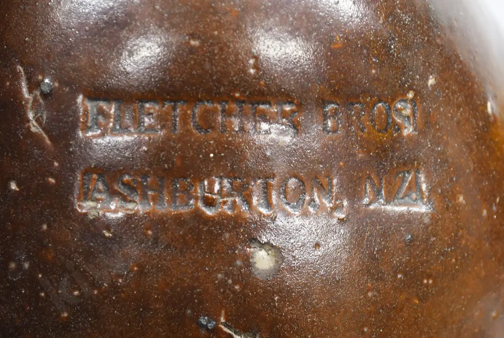 FLETCHER BROS ASHBURTON NZ 1 GALLON STONE JAR Image 1++
