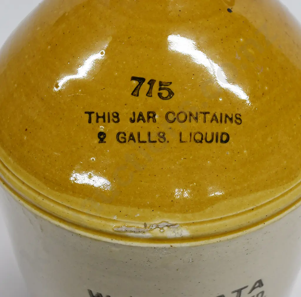 WAITEMATA BREWERY CO OTAHUHU, 2 GALLON STONE JAR Image 1++