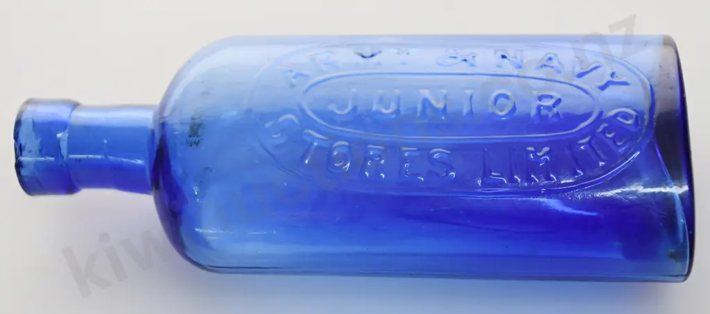 COLBALT BLUE ARMY & NAVY STORES BOTTLE Image 1++