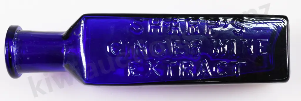 SHARP'S GINGER WINE EXTRACT COBALT BLUE BOTTLE Image 1++