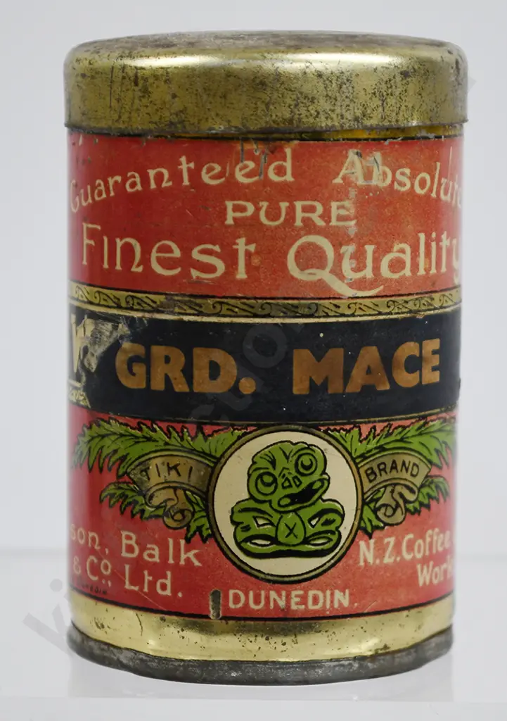 WILSON BALK & CO LTD DUNEDIN TIKI BRAND COFFEE TIN Image 1++