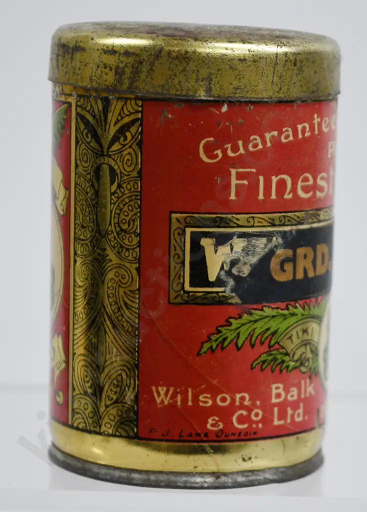 WILSON BALK & CO LTD DUNEDIN TIKI BRAND COFFEE TIN Image 1++